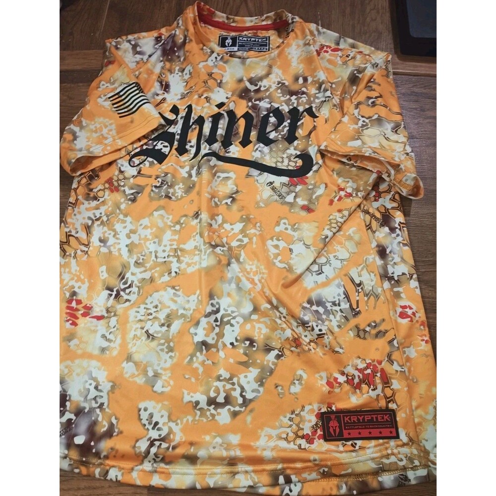 Shiner Kryptek TShirt Mens Large Yellow Obskura Camo Performance Stretch